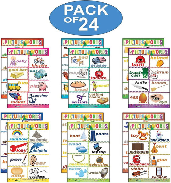 Picture Words Learning Posters (24-Pack)