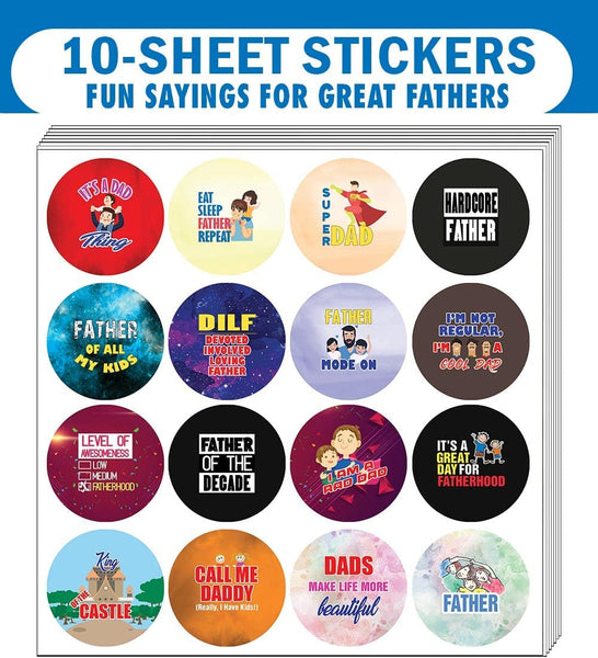 Creanoso I Am A Great Father Stickers (10 Sets X 16 Designs) â€“ Sticker Card Giveaways for Fathers â€“ Awesome Stocking Stuffers Gifts for Parents and Fathers