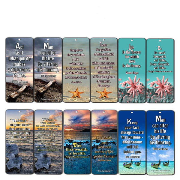 Creanoso Inspirational Bookmarks (60-Pack) - Life Changing Quotes Bookmarker Set
