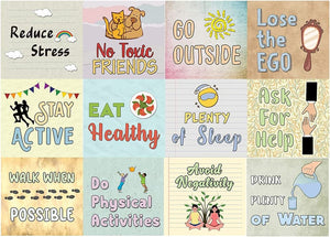 Healthy Lifestyle Reminders (10 Sets X 12 Designs) - Stocking Stuffers Corporate Giveaways for Friends, Family, and Relatives
