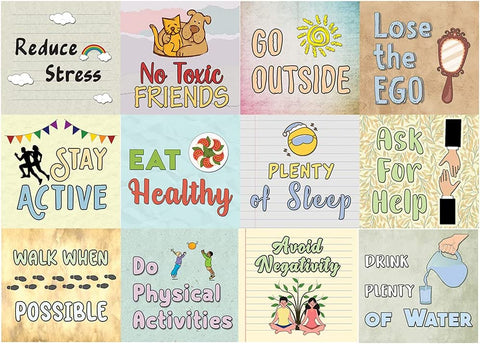 Healthy Lifestyle Reminders (5 Sets X 12 Designs) - Classroom Reminders Gift Ideas for Students, Parents, and Teachers