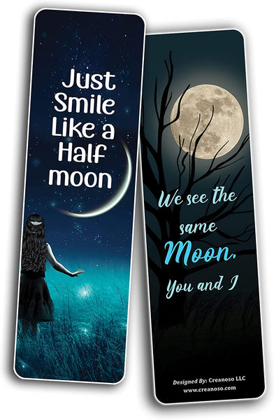 Creanoso Moon Photo Bookmarks (2-Sets X 6 Cards) â€“ Daily Inspirational Card Set â€“ Interesting Book Page Clippers â€“ Great Gifts for Adults and Teens