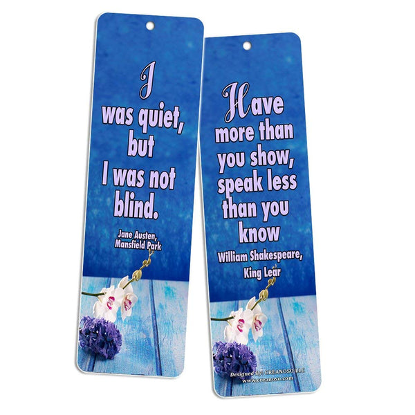 Creanoso Classic Literary Inspirational Quotes Bookmarks (60-Pack) - Bibliophile Gifts - Assorted