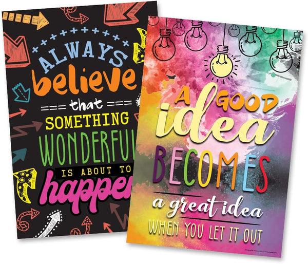 Colorful Words Art Poster (6 Pack) - Classroom Rewards Teacher Teaching Supply - Stocking Stuffers Gifts