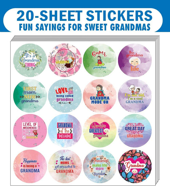 Creanoso I Am A Sweet Grandmama Stickers (20 Sets X 16 Designs) â€“ Sticker Card Giveaways for Granparents â€“ Awesome Stocking Stuffers Gifts for Grandparents