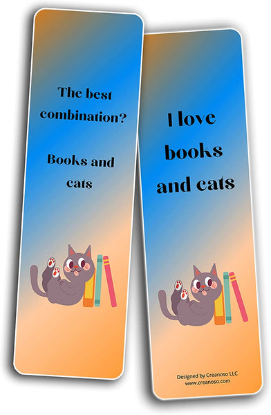 Creanoso Books and Cats Enthusiasts Bookmarks (2-Sets X 6 Cards) â€“ Daily Inspirational Card Set â€“ Interesting Book Page Clippers â€“ Great Gifts for Adults and Teens