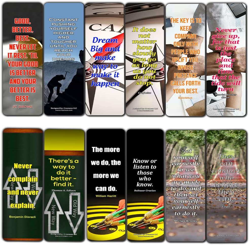 Motivate Yourself And Make Things Happen Bookmarks Cards (30-Pack) - Self Growth Performance Motivational Bookmarker - Stocking Stuffers for Friends Co-Workers Adults Teens Employees Sports Book Club