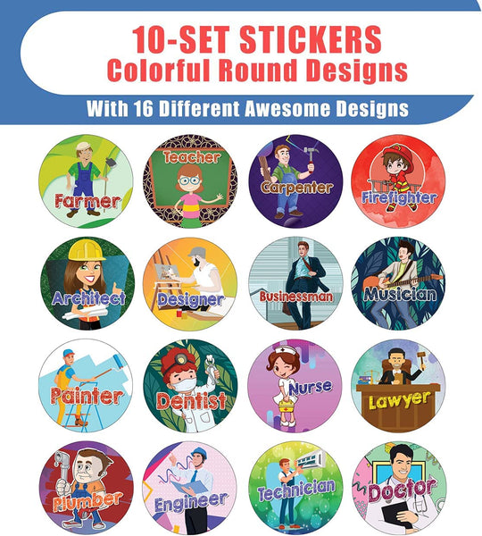 Jobs Stickers (10 Sets X 16 Designs)