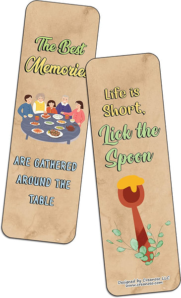 Creanoso Kitchen Quotes and Sayings Bookmarks (5-Sets X 6 Cards) â€“ Daily Inspirational Card Set â€“ Interesting Book Page Clippers â€“ Great Gifts for Adults and Teens