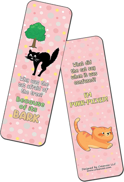 Creanoso Funny Cat Jokes Bookmarks Series 1 (60-Pack) - Premium Quality Gift Ideas for Children, Teens, & Adults for All Occasions - Stocking Stuffers Party Favor & Giveaways