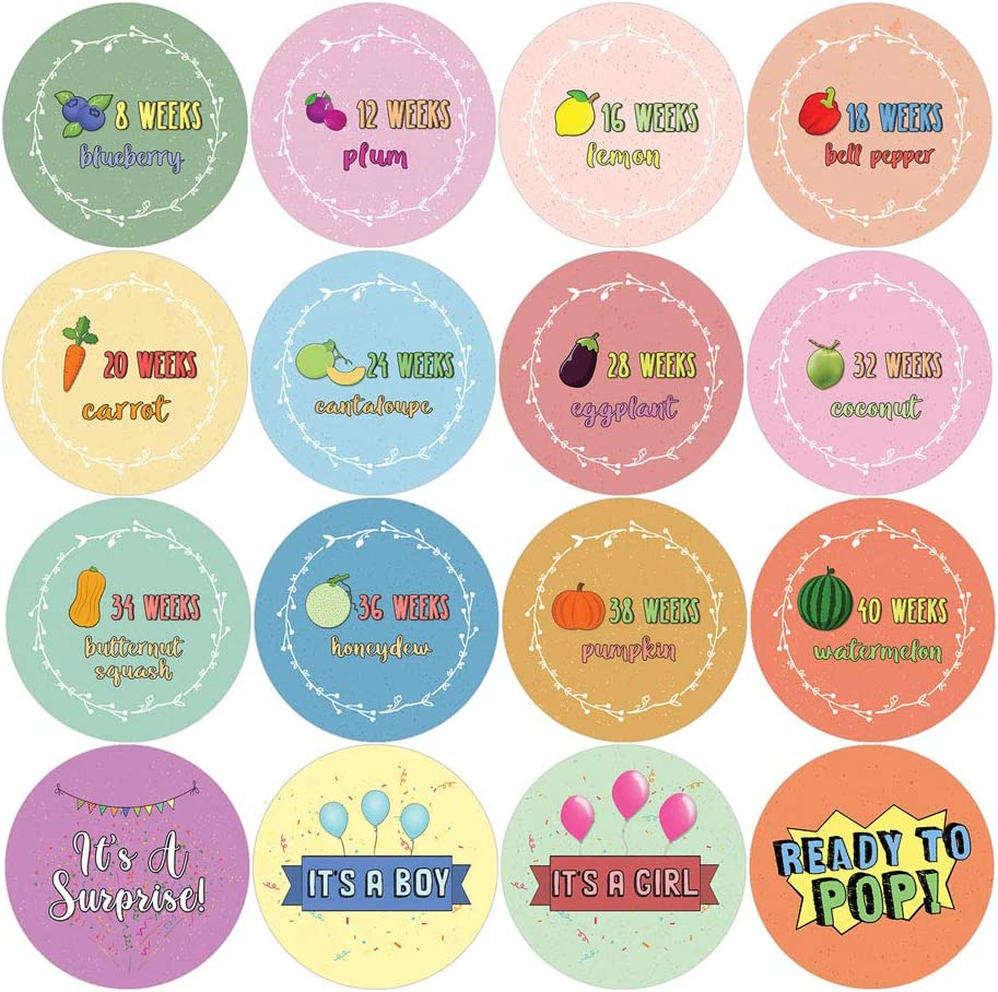 Creanoso Pregnancy Tracker Stickers (20-Set) Premium Quality Gift Ideas for Parents & Adults for All Occasions - Stocking Stuffers Party Favor & Giveaways