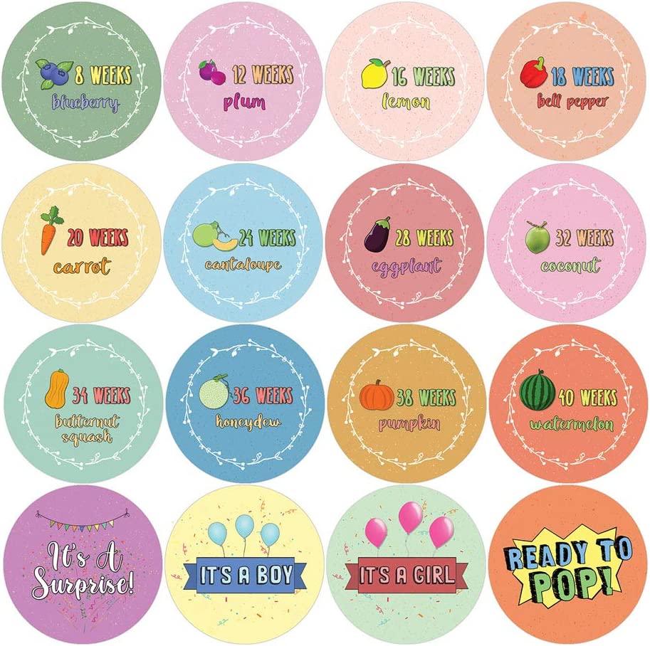 Creanoso Pregnancy Tracker Stickers (20-Set) Premium Quality Gift Ideas for Parents & Adults for All Occasions - Stocking Stuffers Party Favor & Giveaways