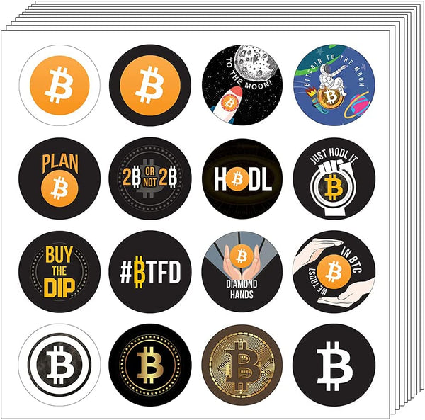 Bitcoin Stickers Collection Set (5 Sets X 16 Designs)