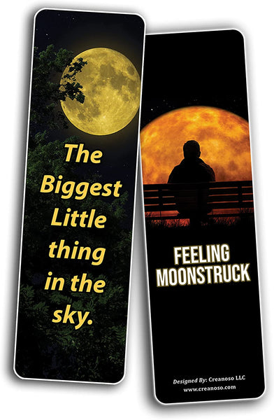 Creanoso Moon Photo Bookmarks (2-Sets X 6 Cards) â€“ Daily Inspirational Card Set â€“ Interesting Book Page Clippers â€“ Great Gifts for Adults and Teens