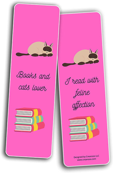 Creanoso Books and Cats Enthusiasts Bookmarks (2-Sets X 6 Cards) â€“ Daily Inspirational Card Set â€“ Interesting Book Page Clippers â€“ Great Gifts for Adults and Teens