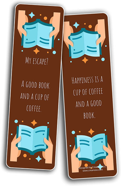 Creanoso Books and Coffee Lovers Bookmarks (5-Sets X 6 Cards) â€“ Daily Inspirational Card Set â€“ Interesting Book Page Clippers â€“ Great Gifts for Adults and Teens