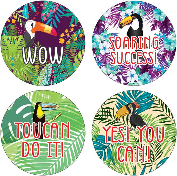 Toucan Motivational Sticker (Round Sticker) (Sheet of 10) - Classroom Reward Incentives for Students and Children - Stocking Stuffers Party Favors & Giveaways for Teens & Adults