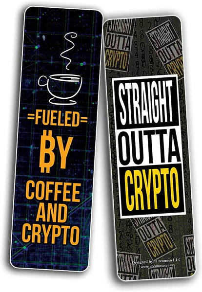 Funny Cryptocurrency Bookmarks Cards (2-Sets X 6 Cards)