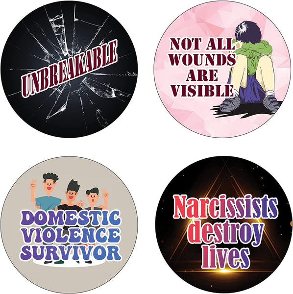 Domestic Violence Stickers (5 Sets X 16 Designs)