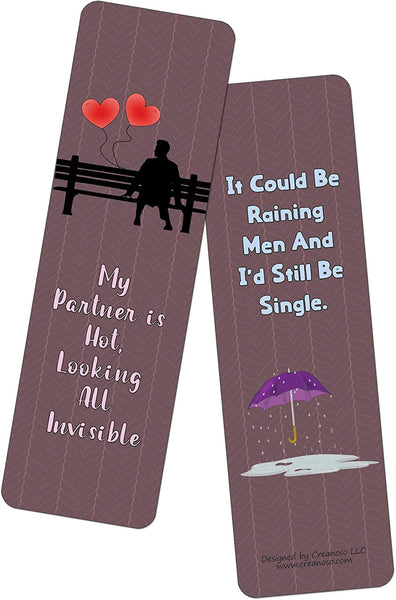 Creanoso Funny Single Bookmarks (30-Pack) - Reward Incentives for Students and Children - Stocking Stuffers Party Favors & Giveaways for Teens & Adults