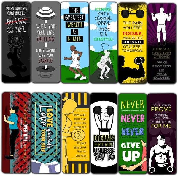 Creanoso Inspirational Sayings Fitness Bookmarks (60-Pack) ÃƒÂ¢Ã¢â€šÂ¬Ã¢â‚¬Å“ Stocking Stuffers Gift for Body Builders, Fitness Athletes, Men, Women ÃƒÂ¢Ã¢â€šÂ¬Ã¢â‚¬Å“ Cool Sports Athletic Giveaways Collection Set ÃƒÂ¢Ã¢â€šÂ¬Ã¢â‚¬Å“ Page Clippers
