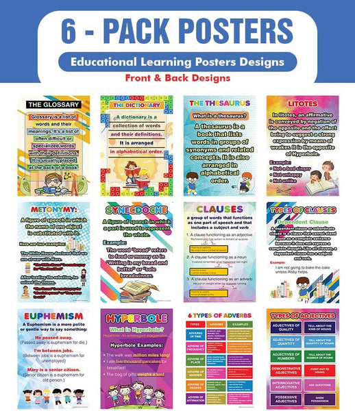 Fundamental Intermediate English Educational Learning Posters (6 - Pack)