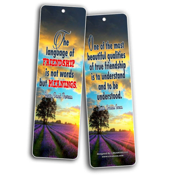 Creanoso Friendship Quotes Bookmarks Cards (60-Pack) - Friendship Gifts for Men Women Kids Boys