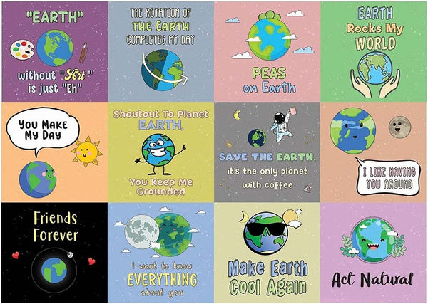 Funny Earth Quotes Stickers (5 Sets X 12 Designs)