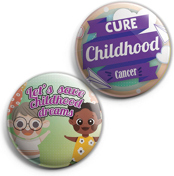 Childhood Cancer Awareness Pinback Buttons (1 Set x 10 Designs)