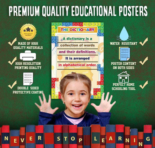 Fundamental Intermediate English Educational Learning Posters (12 - Pack)