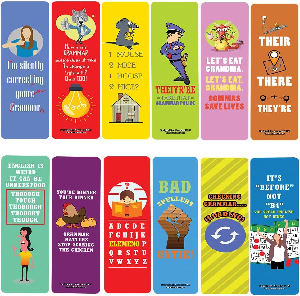 funny english grammar mistakes Bookmarks (2-Sets X 6 Cards)
