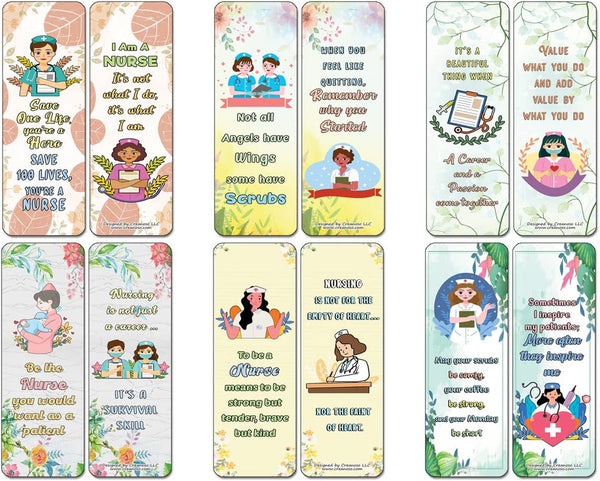 Creanoso Motivation Nurse Life Quotes Bookmarks (10-Sets X 6 Cards) â€“ Interesting Book Page Clippers â€“ Great Gifts for Adults and Teens
