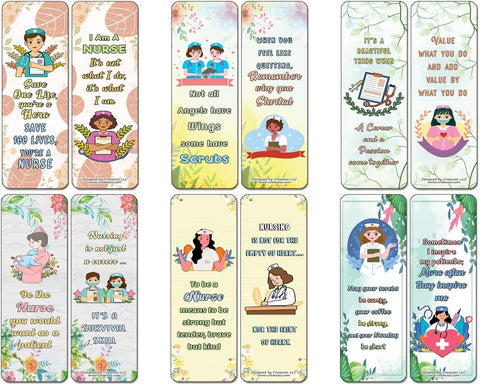 Creanoso Motivation Nurse Life Quotes Bookmarks (5-Sets X 6 Cards) â€“ Daily Inspirational Card Set â€“ Interesting Book Page Clippers â€“ Great Gifts for Adults and Teens
