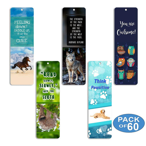 Creanoso Animal Bookmarks (60 Pack) - Bookmarks for Men Women Boys Girls Teens Kids - Assortment