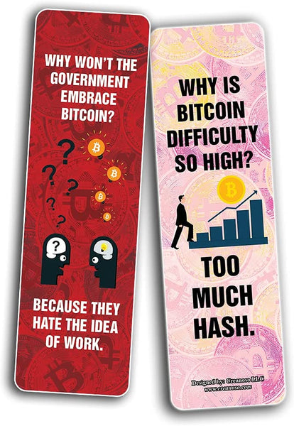 Funny Crypto Bitcoin Jokes Bookmarks Cards (5-Sets X 6 Cards)