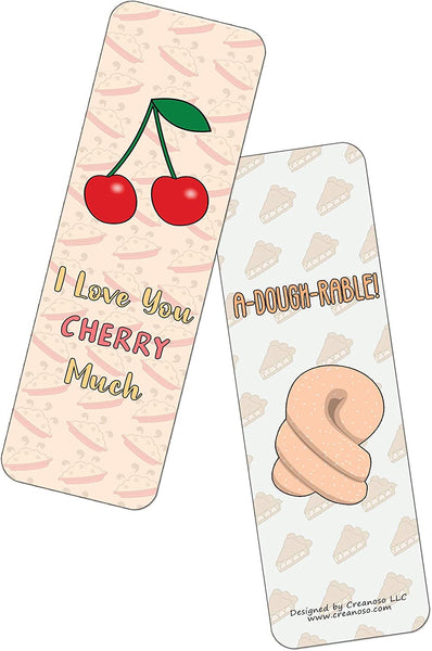 Creanoso Funny Sweet Desserts Puns Bookmarks (60-Pack) - Premium Quality Gift Ideas for Children, Teens, & Adults for All Occasions - Stocking Stuffers Party Favor & Giveaways