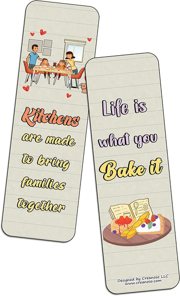 Creanoso Kitchen Quotes and Sayings Bookmarks (5-Sets X 6 Cards) â€“ Daily Inspirational Card Set â€“ Interesting Book Page Clippers â€“ Great Gifts for Adults and Teens