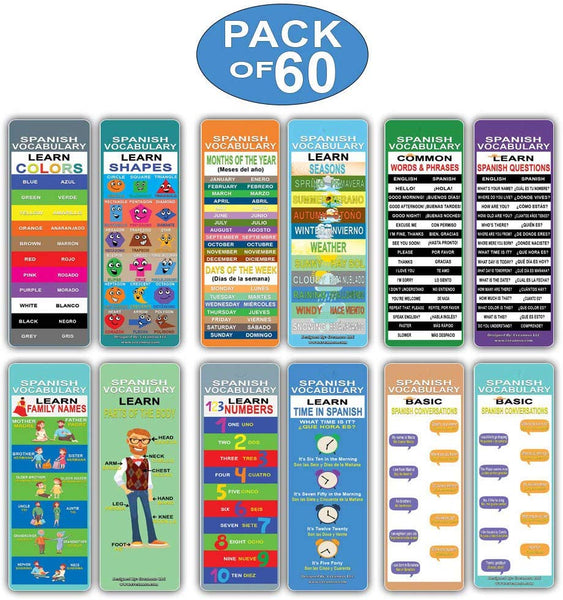 Creanoso Spanish Vocabulary Learning Bookmarks ÃƒÂ¢Ã¢â€šÂ¬Ã¢â‚¬Å“ Inspiring Language Learning Pack - Party Favors