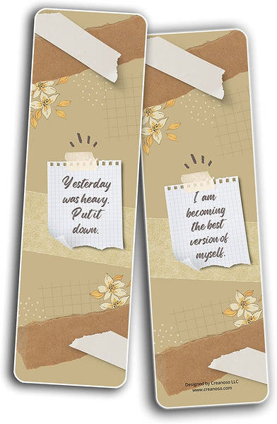 Creanoso Self-Appreciation Bookmarks (5-Sets X 6 Cards) â€“ Daily Inspirational Card Set â€“ Interesting Book Page Clippers â€“ Great Gifts for Adults and Teens