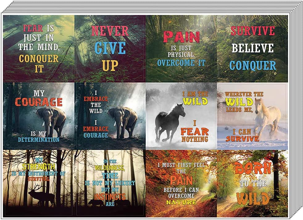 Creanoso Survivalist Nature Quote Stickers (20-Sheet) â€“ Premium Gift Set â€“ Inspiring Survival Word Sayings for Men, Women, Adults, Survivalist, Adventurer â€“ Twelve Assorted Designs Pack