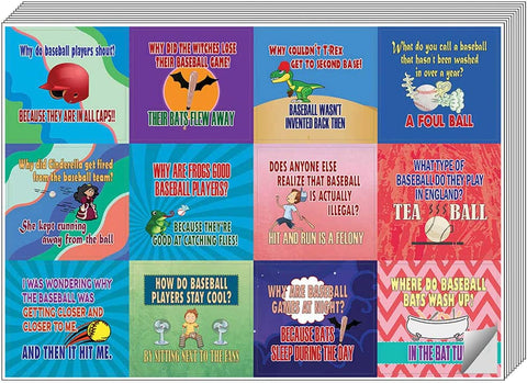 Creanoso Funny Sports Jokes Stickers â€“ Playing Baseball (20-Sheets) â€“ Learning Stickers â€“ Unique Stocking Stuffers Gifts for Baseball Players, Men, Teens, Athletes â€“ Surface DÃ©cor Decal Giveaways