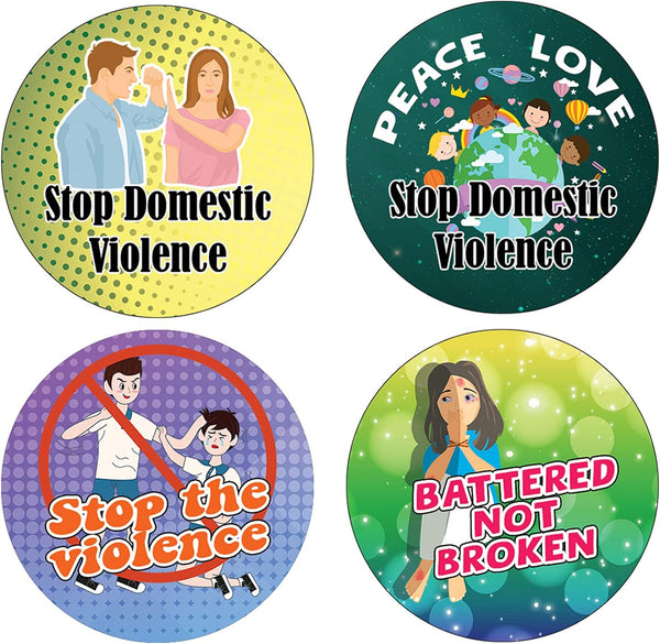 Domestic Violence Stickers (5 Sets X 16 Designs)