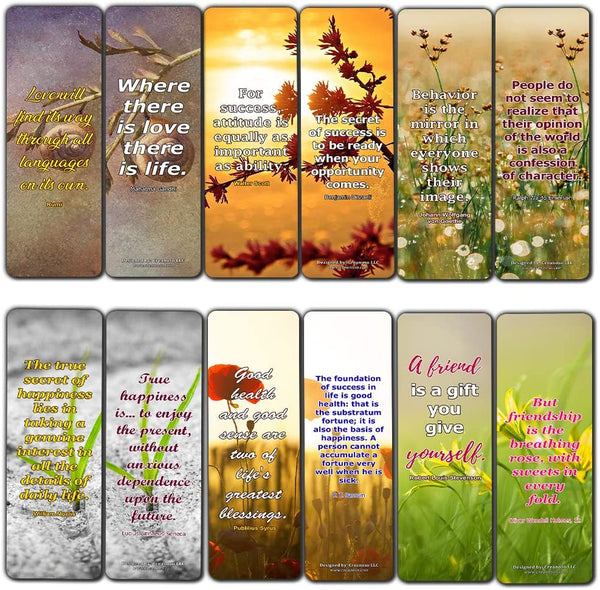 Creanoso Great Quotes to Ponder Upon Bookmarks (60-Pack) ÃƒÂ¢Ã¢â€šÂ¬Ã¢â‚¬Å“ Inspirational Quote Sayings Bookmarker Cards - Awesome Page Marker Set ÃƒÂ¢Ã¢â€šÂ¬Ã¢â‚¬Å“ Premium Gift for Men, Women, Adults