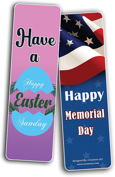 Creanoso Holiday Bookmarks (2-Sets X 6 Cards) â€“ Daily Inspirational Card Set â€“ Interesting Book Page Clippers â€“ Great Gifts for Adults and Teens