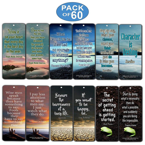 Creanoso Inspirational Bookmarks Card - Inspiring Quotes About Life Cards - Premium Set