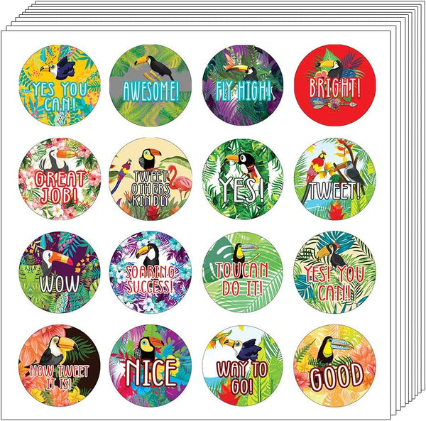 Toucan Motivational Sticker (Round Sticker) (Sheet of 10) - Classroom Reward Incentives for Students and Children - Stocking Stuffers Party Favors & Giveaways for Teens & Adults