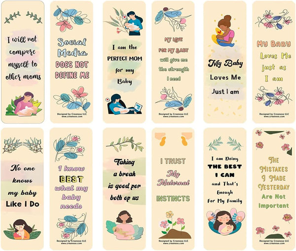 Mother Affirmations Bookmarks (12-Pack) â€“ Daily Inspirational Card Set â€“ Interesting Book Page Clippers â€“ Great Gifts for Mothers