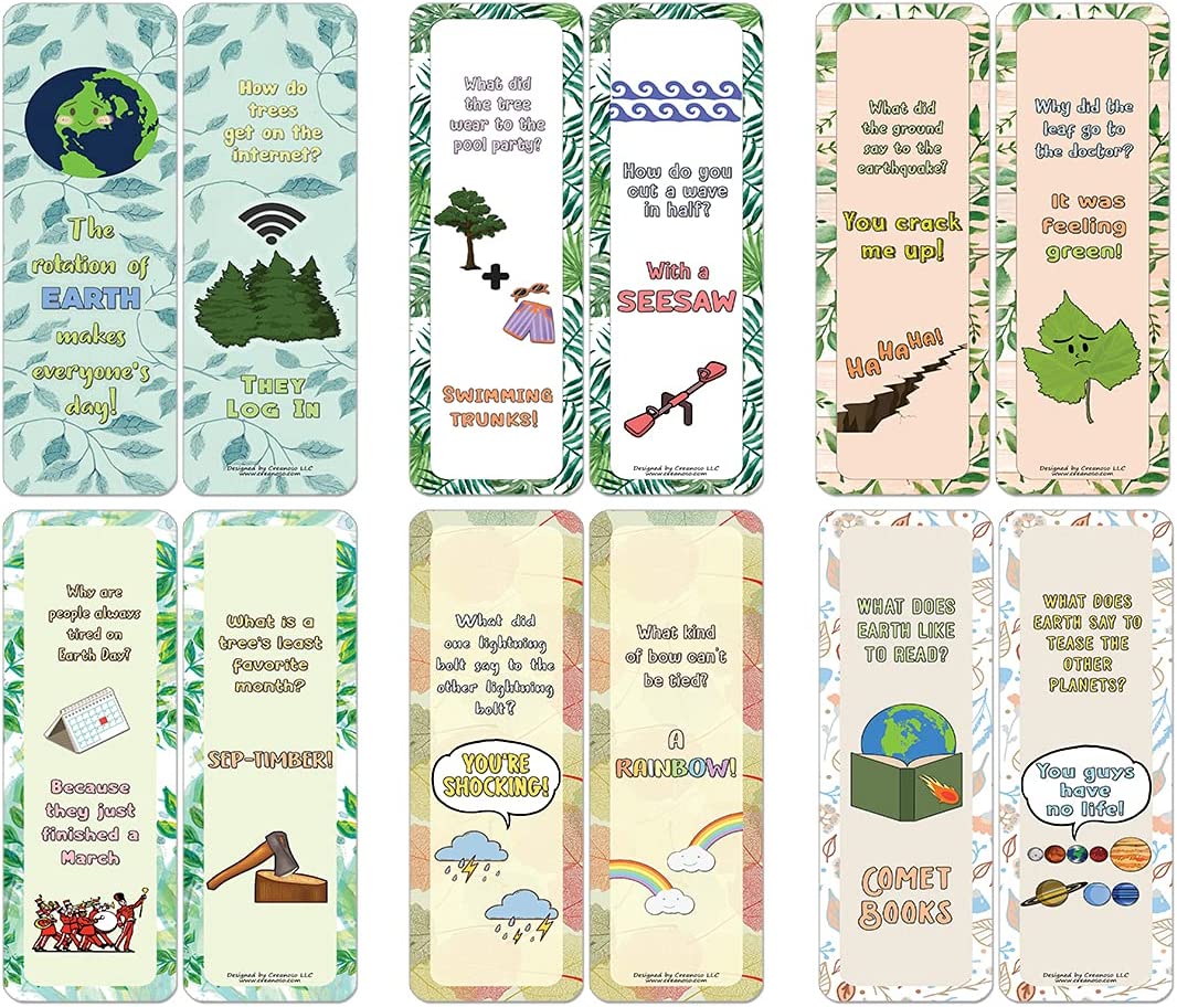 Funny Earth Jokes Bookmarks (2-Sets X 6 Cards)
