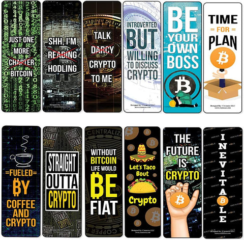 Funny Cryptocurrency Bookmarks Cards (5-Sets X 6 Cards)