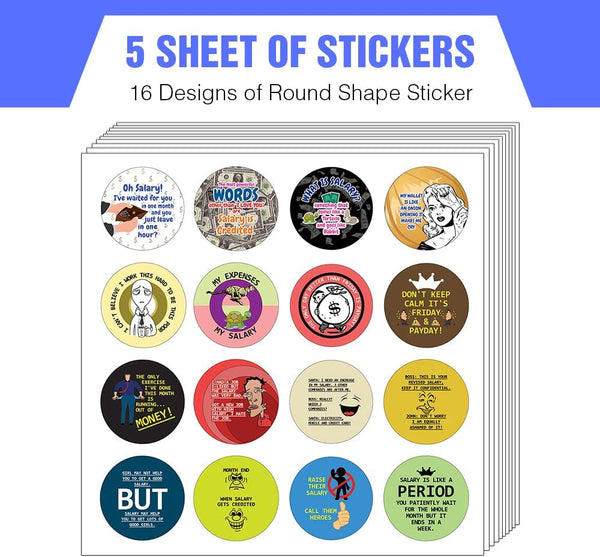 Funny Salary Quotes Sticker (5 Sets X 16 Designs)